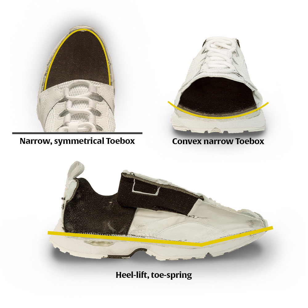 Herkömmliches Schuhwerk im Schnitt