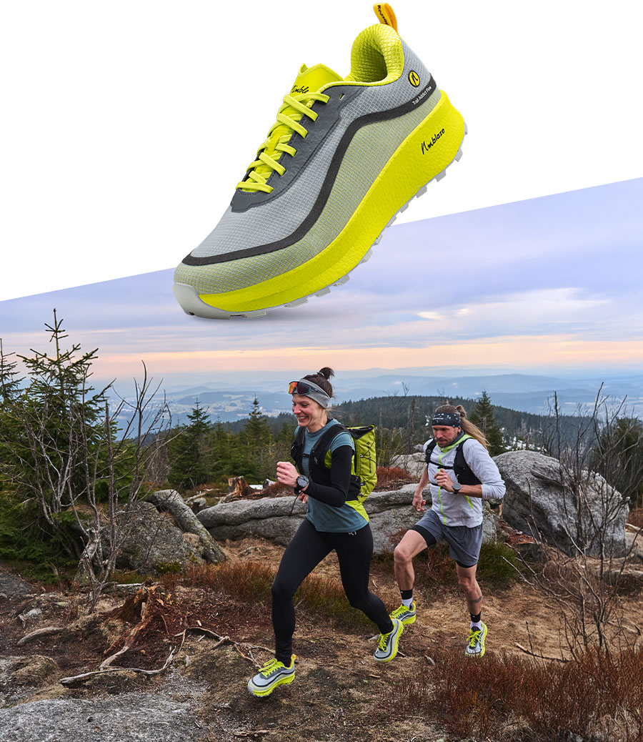 Damen  Trail Addict Flow Grau-Gelb Gravel Laufschuh