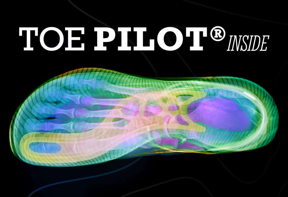 röntgenbild/xray eines Joe Nimble Schuhes mit ToePilot technologie