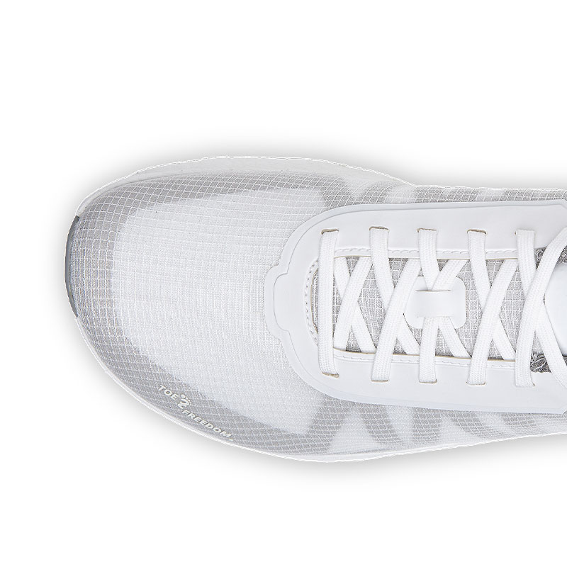 Die Zehenbox mit Toefredom / Zehenfreiheit des Joe Nimble Addict Pro-R Laufschuh in Weiß