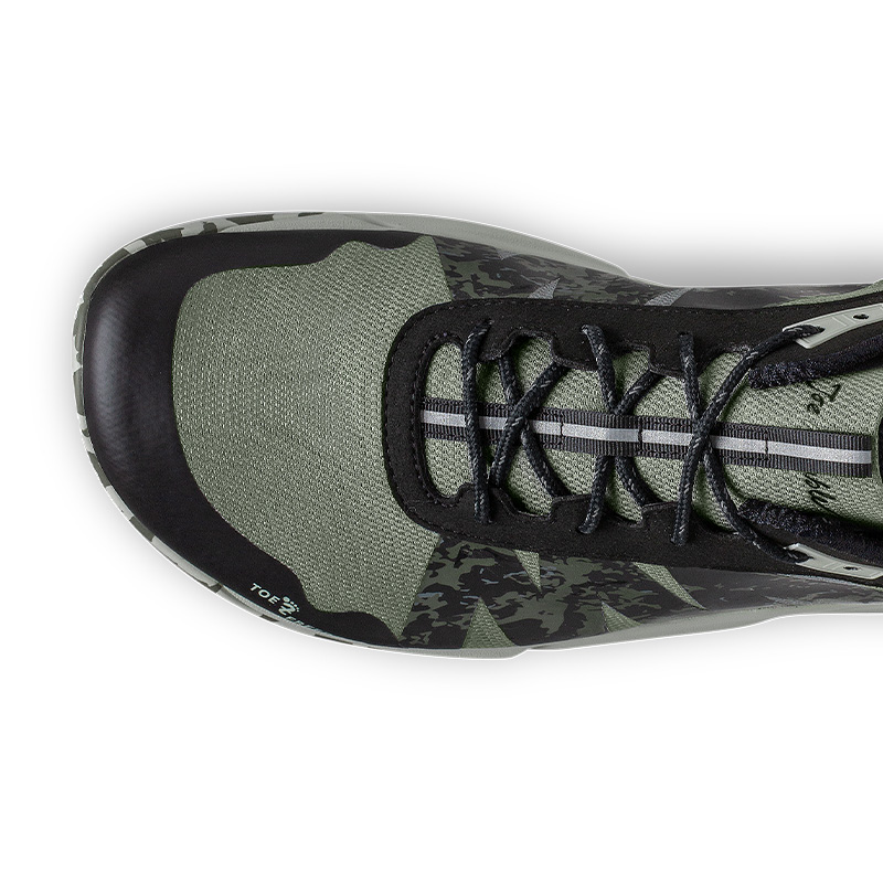 Die Zehenbox mit Toefreedom / Zehenfreiheit ses Joe Nimble Trail Addict WR Trail Laufschuh in Oliv