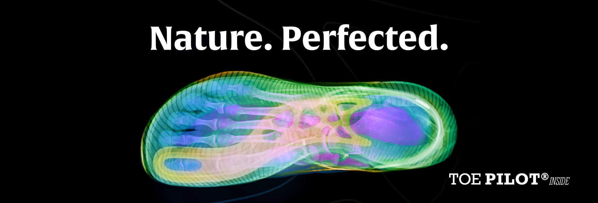 röntgenbild/xray eines Joe Nimble Schuhes mit ToePilot technologie