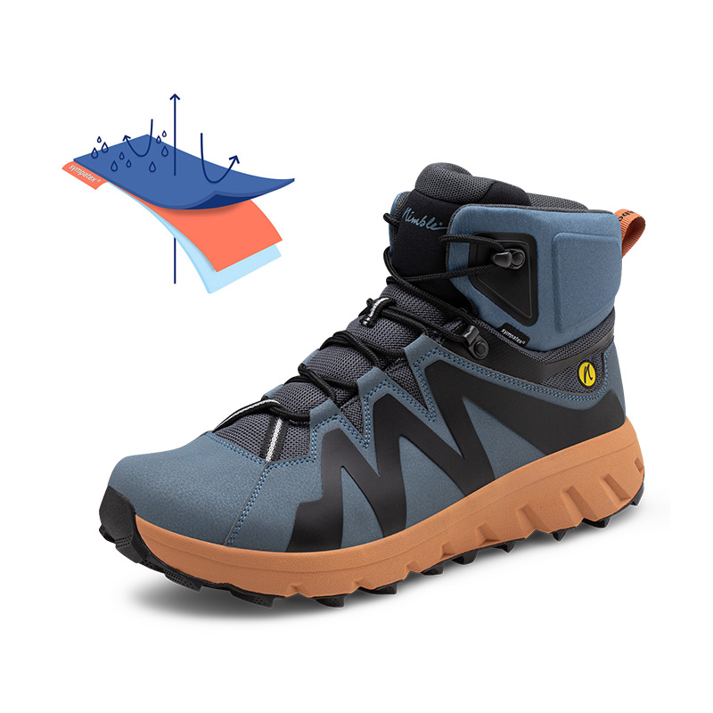 Der Joe Nimble Mountain Addict Wanderschuh in blau mit bildlicher Darstellung der Sympatex Membran