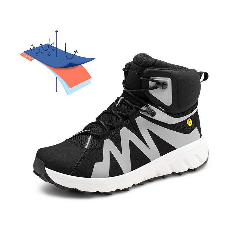 Der Joe Nimble Mountain Addict Wanderschuh in schwarz/weiß mit bildlicher Darstellung der Sympatex Membran