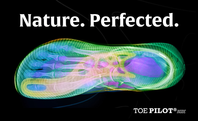 röntgenbild/xray eines Joe Nimble Schuhes mit ToePilot technologie